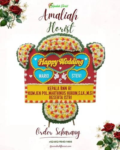 Karangan Papan Bunga Pernikahan di Kecapi